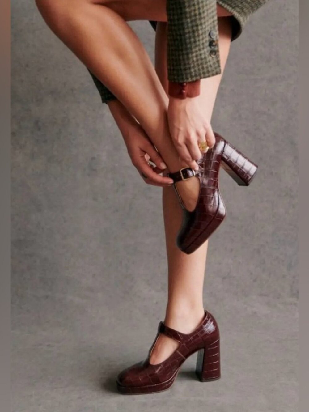 Sezane Monique Babies High Heel in Choco Croco size 39 - Picture 4 of 12